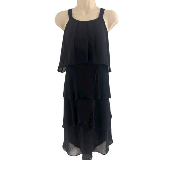 Dressbarn Little Black Dress Chiffon Tiered Size 4‎ Special Occasion Evening - Picture 2 of 7